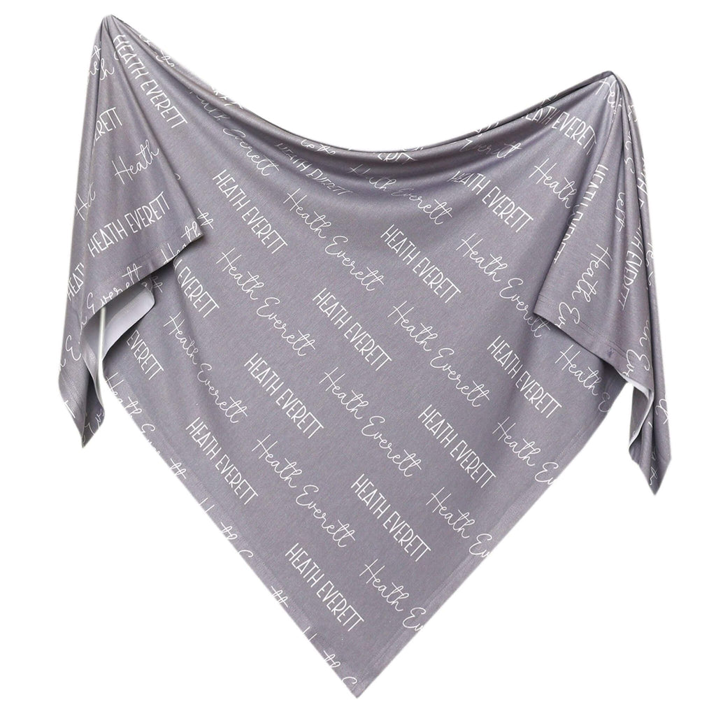 Personalized Baby Name Swaddle Blanket - Stone