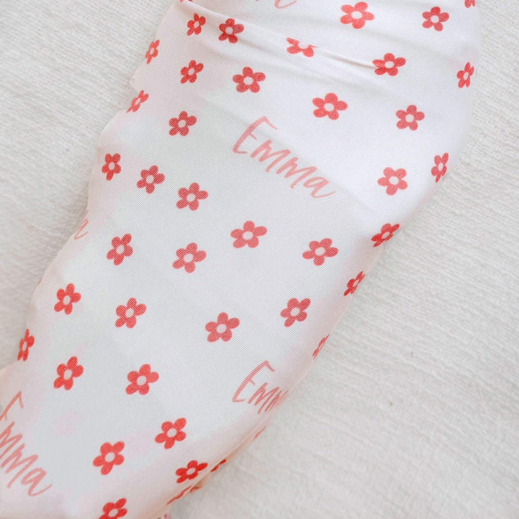 Personalized Baby Name Swaddle Blanket - Cream Daisy