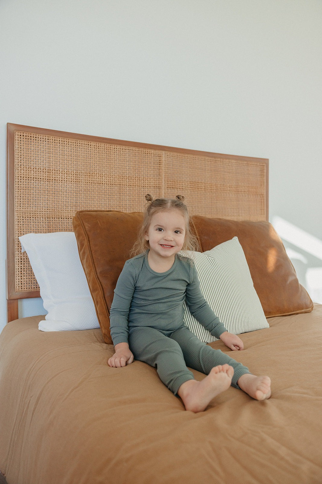 2pc Rib Knit Long Sleeve Pajama Set - Moss