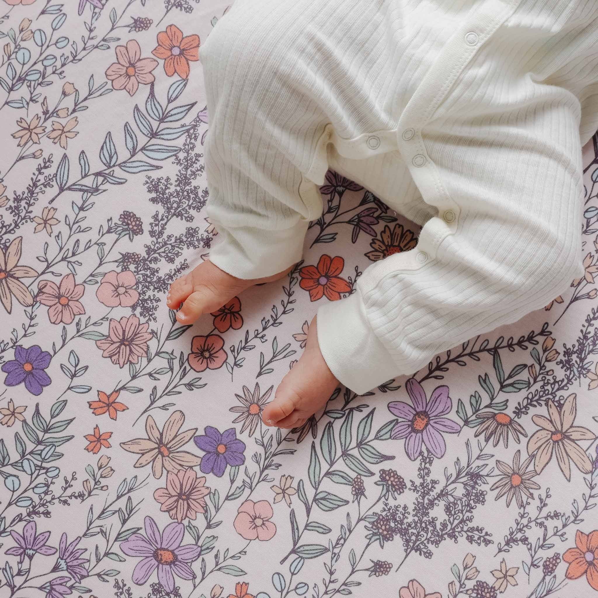 Premium Knit Fitted Crib Sheet - Flora
