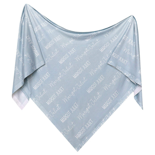 Personalized Baby Name Swaddle Blanket - Cornflower