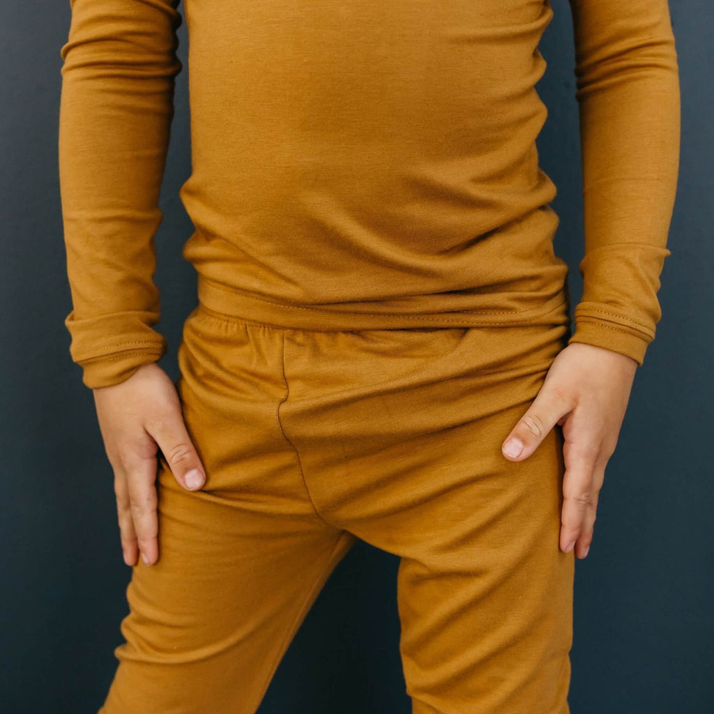 2pc Long Sleeve Pajama Set - Camel
